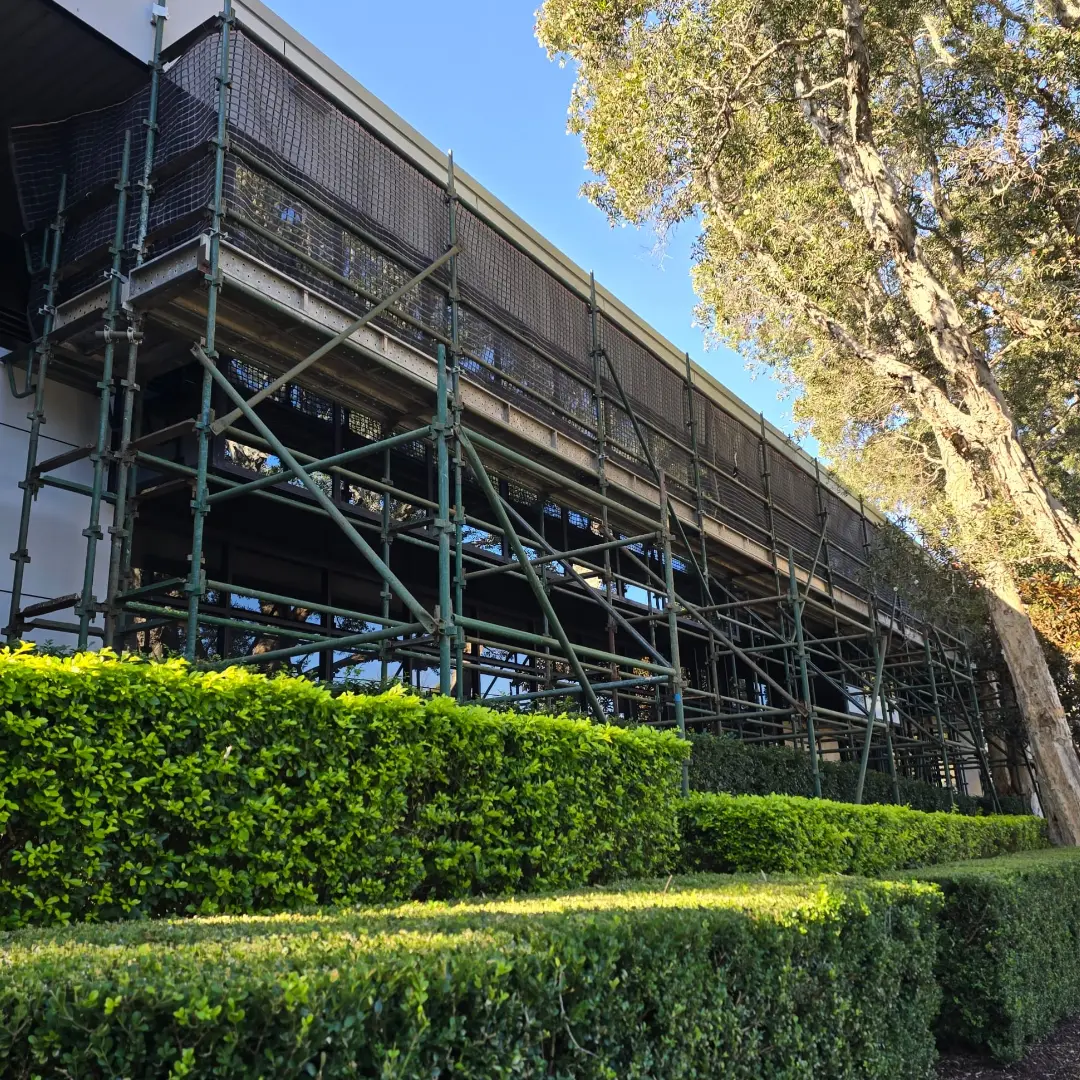 Edge protection scaffold for a facade window replacement in Alexandria, NSW