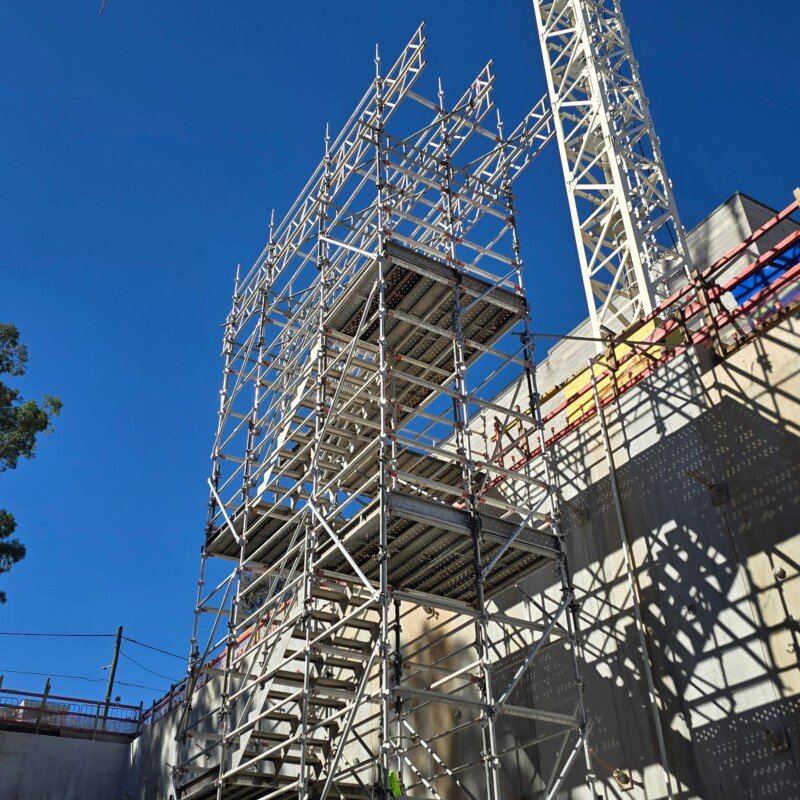 Scaffolder working on an industrial site