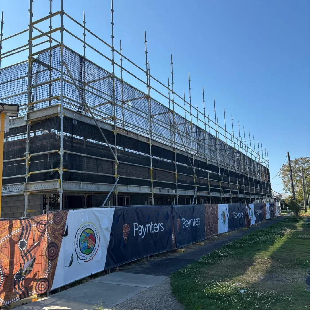 Hoarding and scaffold access on a regional project in Ballina, NSW