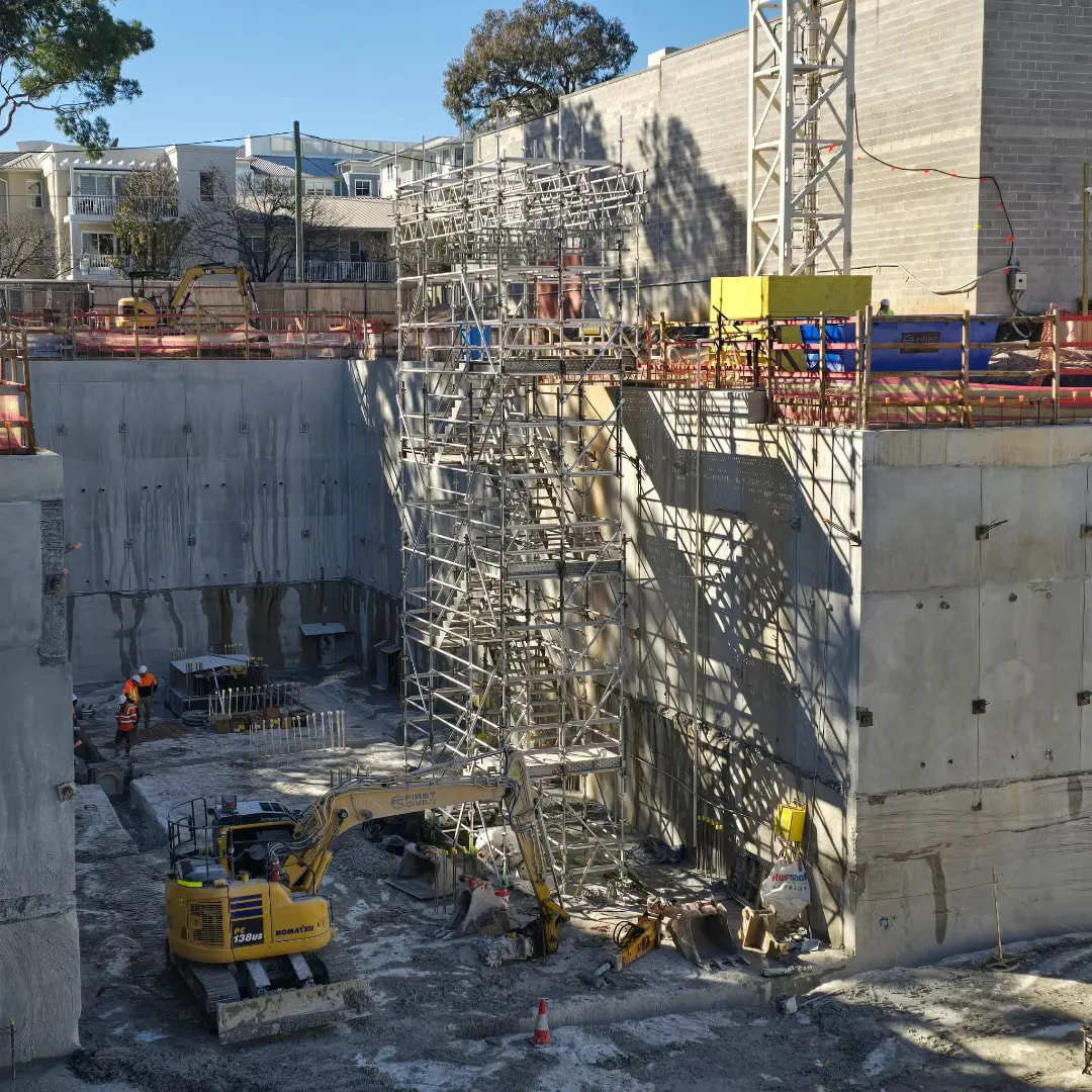 Mortlake, NSW — "Engineered For Efficiency. Built For Productivity." · Crane-lift aluminium stair tower
