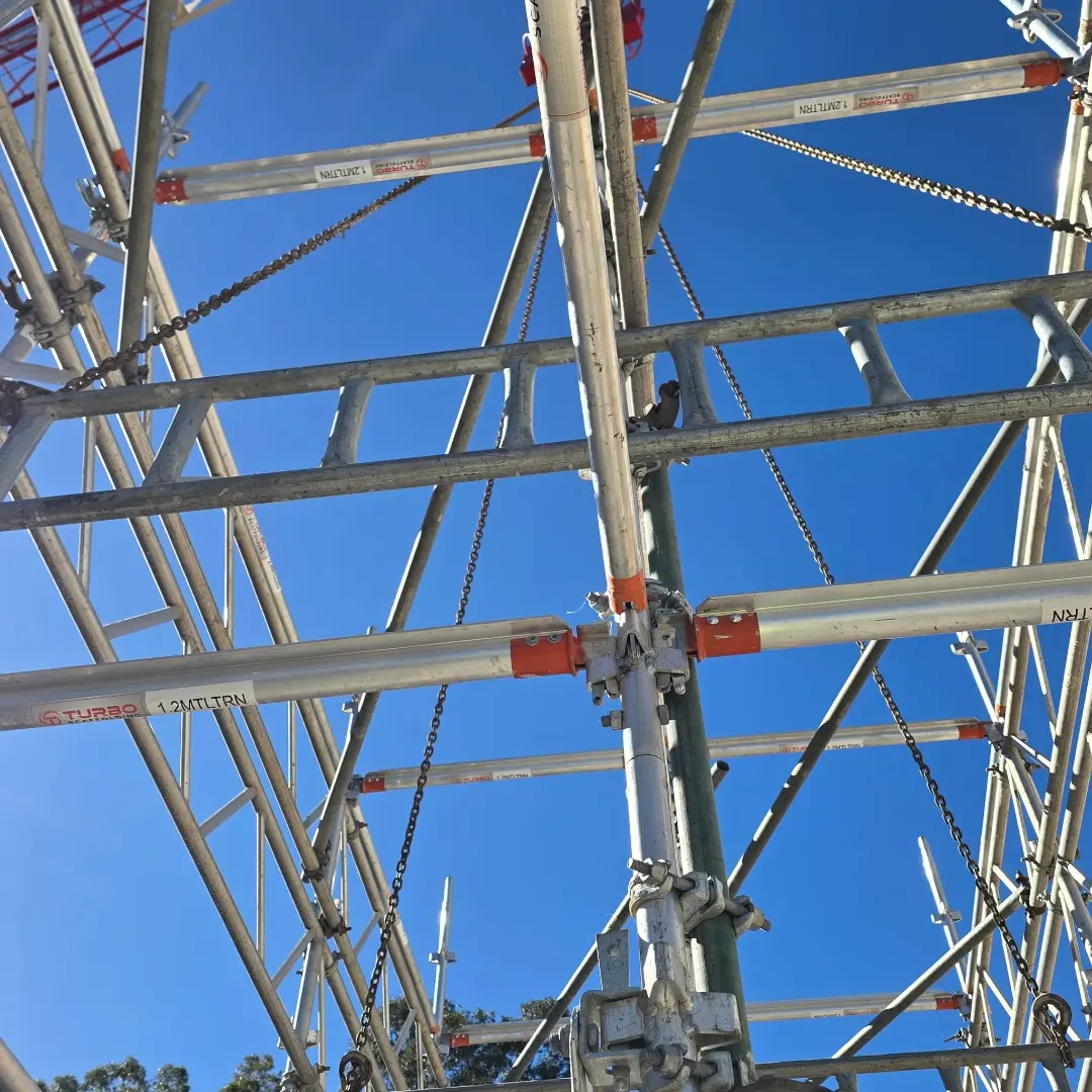 Mortlake, NSW — "Engineered For Efficiency. Built For Productivity." · Crane-lift aluminium stair tower