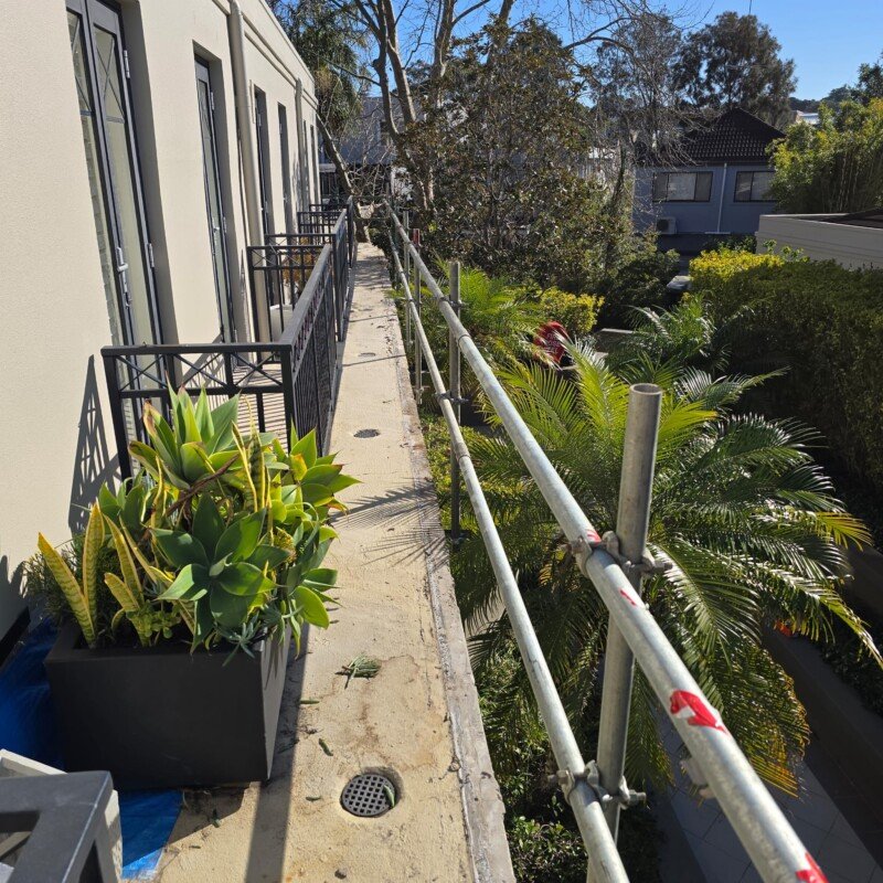 Edge protection installed for balcony waterproofing and remedial works in Randwick, NSW