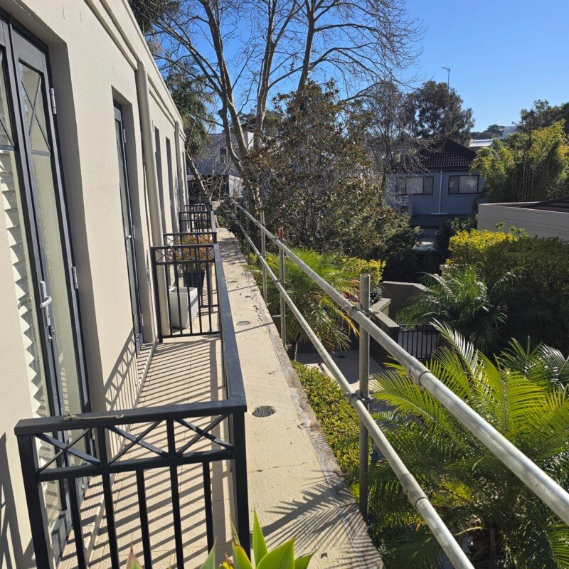Edge protection installed for balcony waterproofing and remedial works in Randwick, NSW