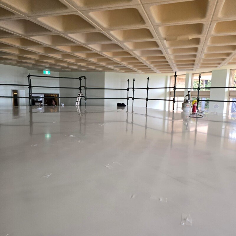 Interior floor and surface protection during a commercial shrink wrap job