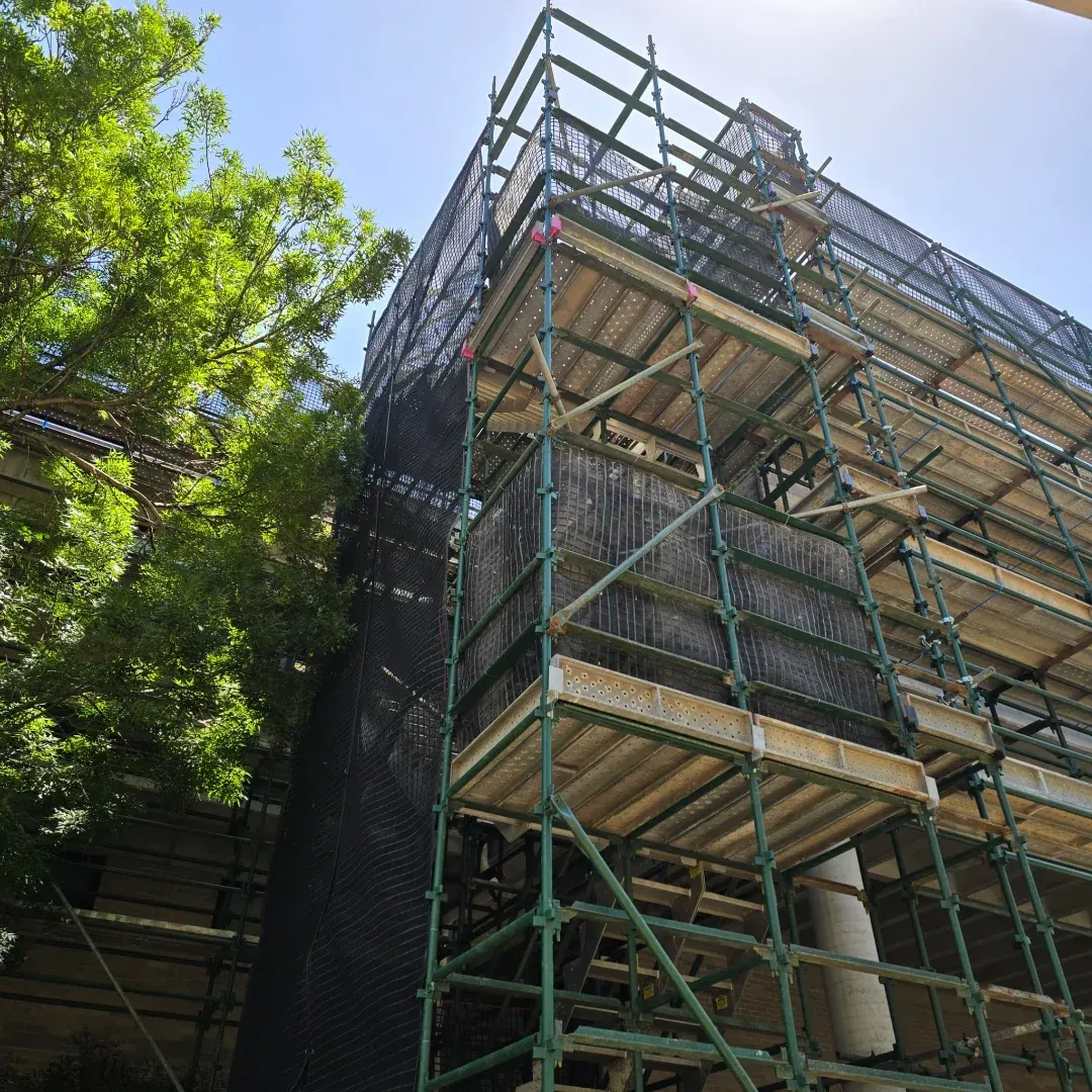 Commercial engineered scaffold system installed on a construction site