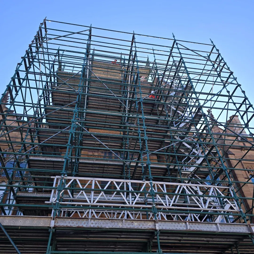 Cantilevered scaffold access for a heritage sandstone restoration at the University of Sydney